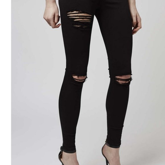 TOPSHOP MOTO New Jamie Hi Rise Skinny Jeans Denim Women's 26 GRAZER Black πHPπ - Picture 4 of 16